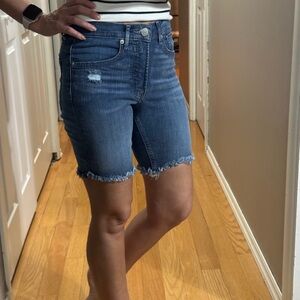 Express Blue Jean Shorts with Frayed Hem